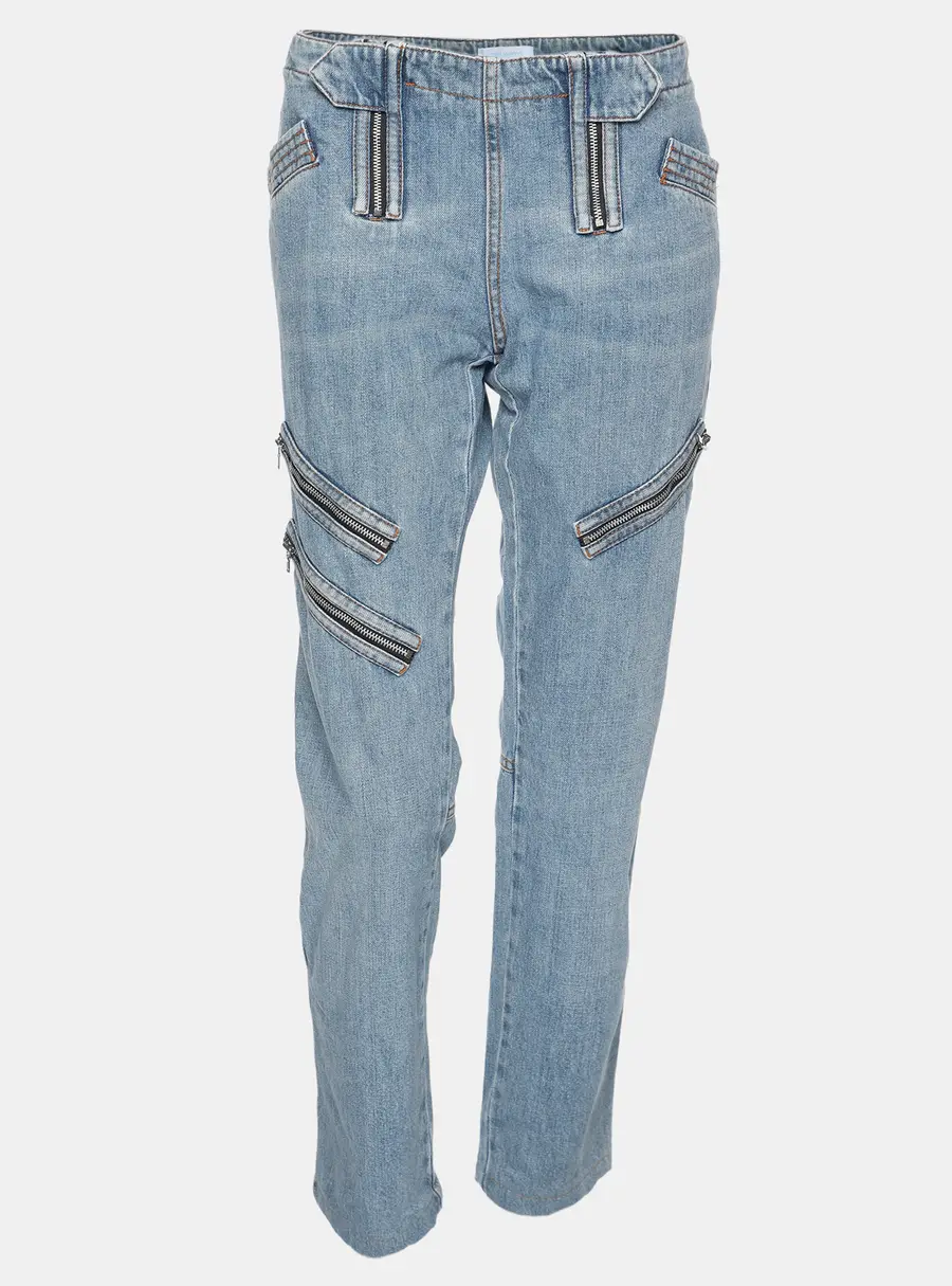 Emilio Pucci Faded Blue Denim Zip Detail Jeans M