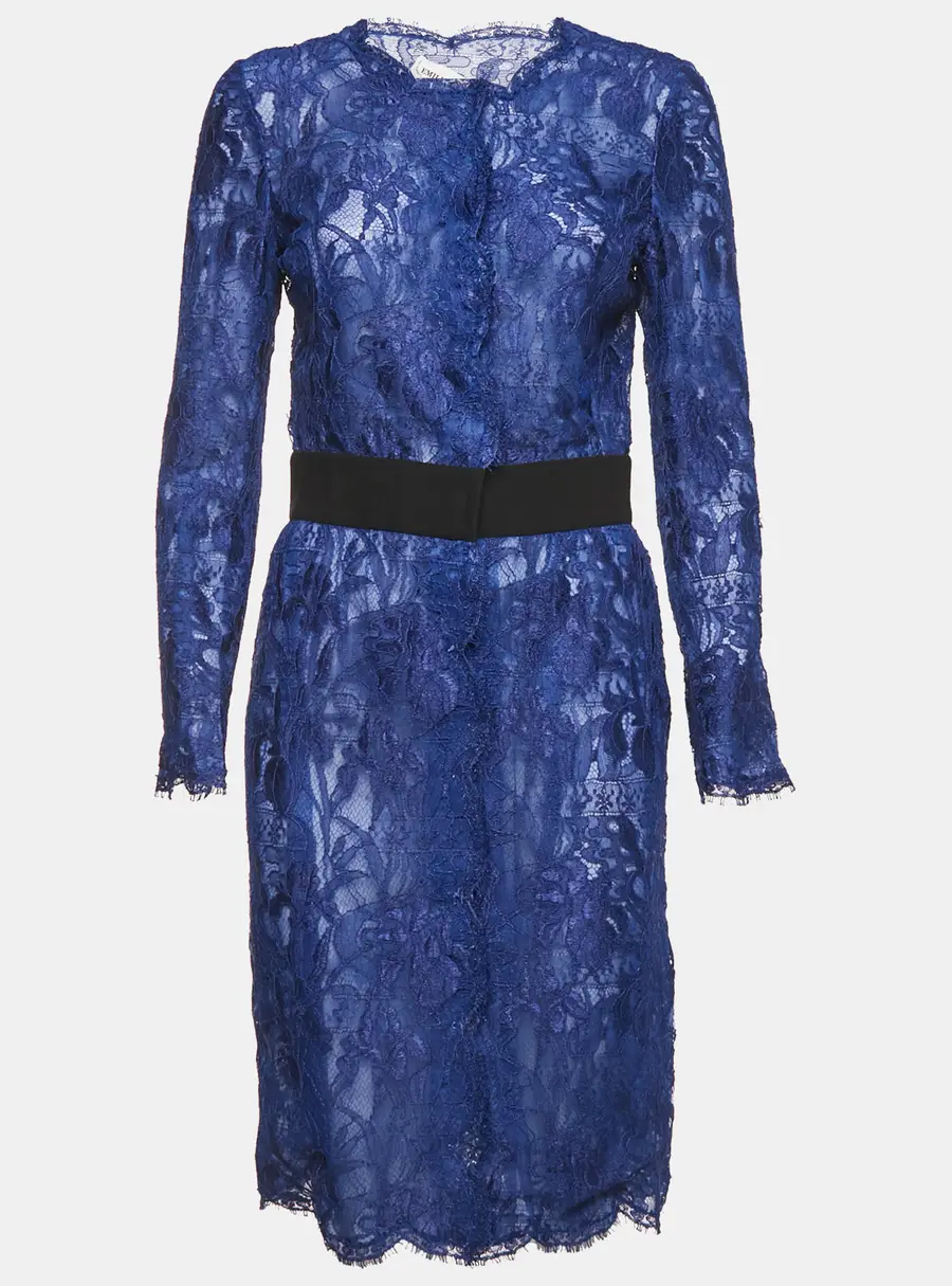 Emilio Pucci Black Lace Button Front Midi Dress M
