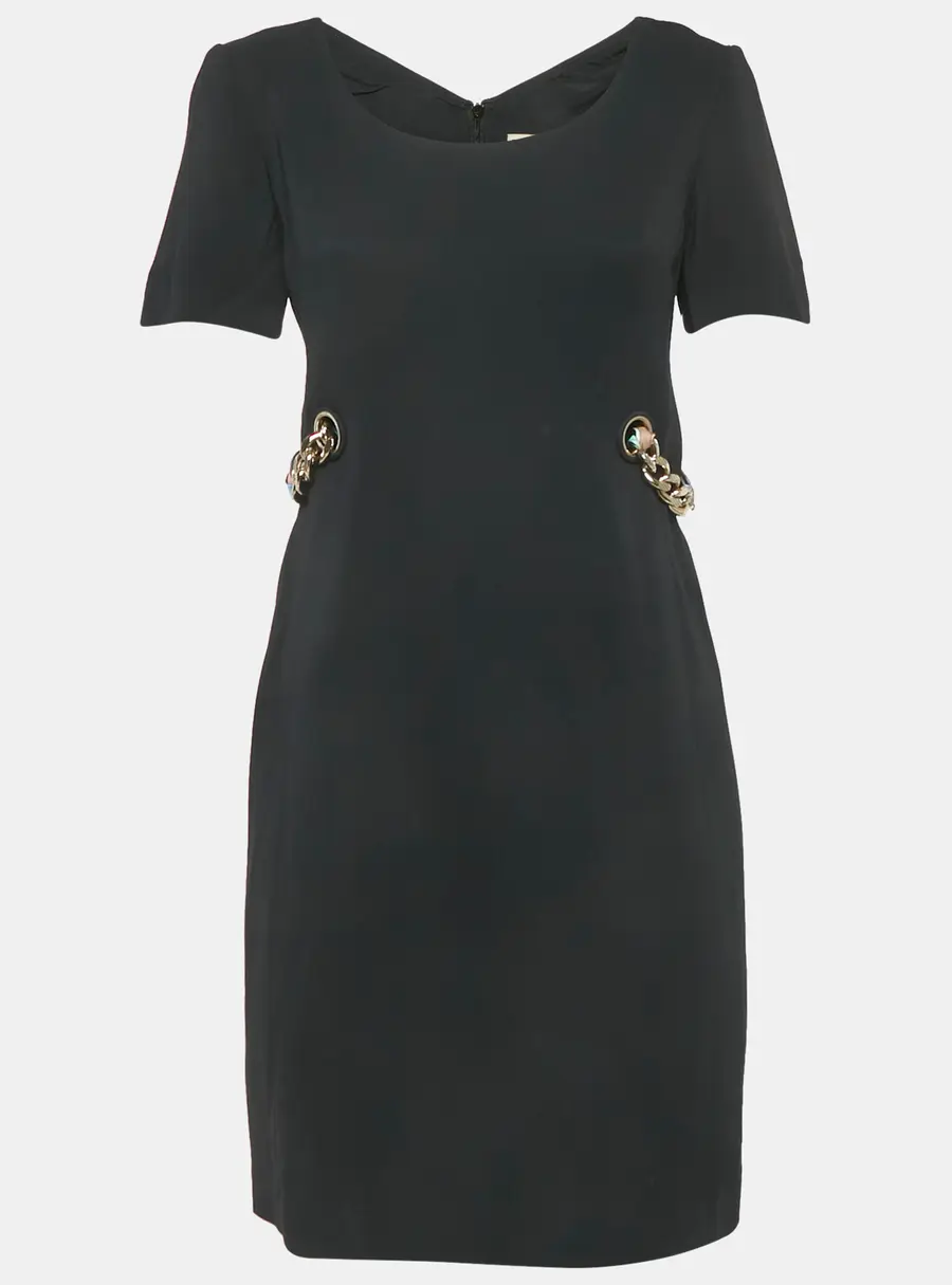 Emilio Pucci Black Crepe Ribbon Details Mini Dress M