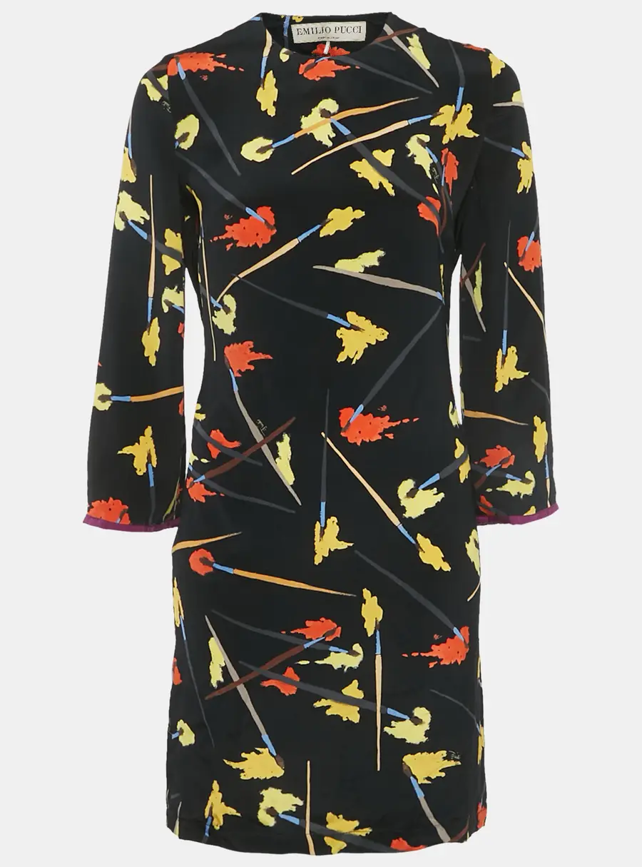 Emilio Pucci Multicolour Brush Print Silk Mini Dress S