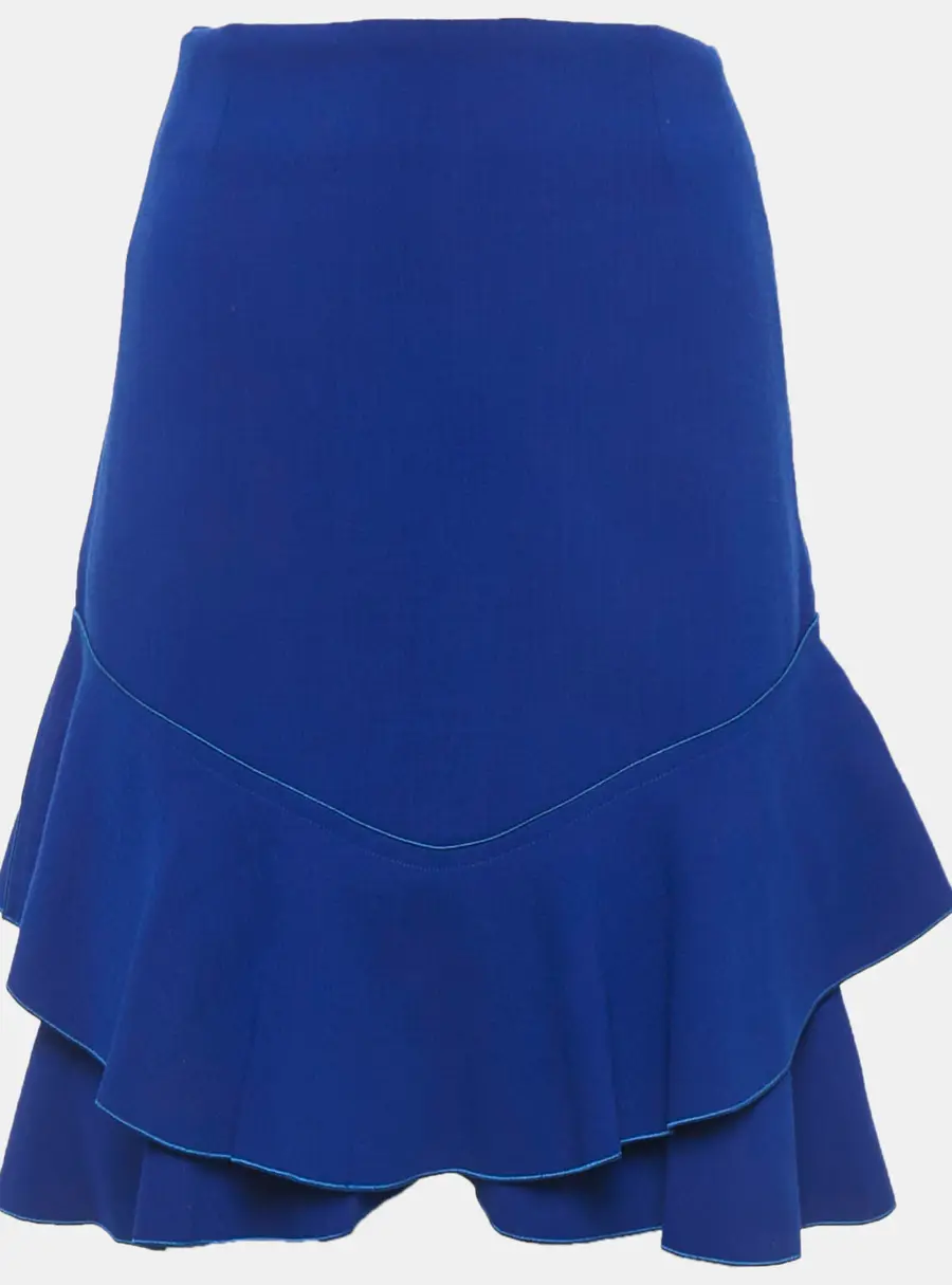Emilio Pucci Blue Wool Ruffled Mini Skirt S