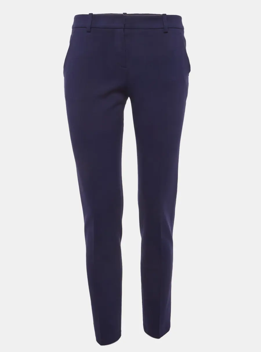Emilio Pucci Blue Stretch Crepe Straight Fit Trousers M Waist/28"