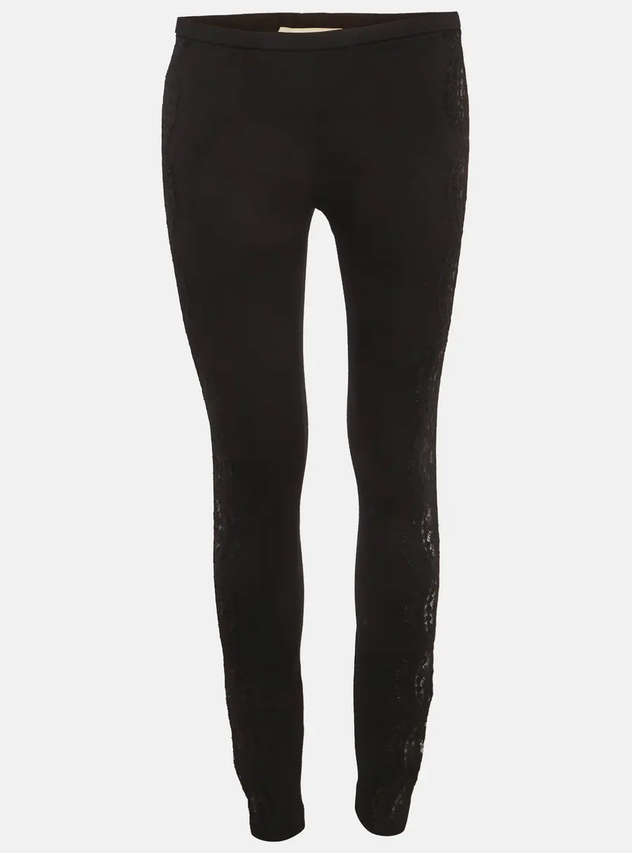 Emilio Pucci Black Lace Trim Jersey Skinny Trousers M