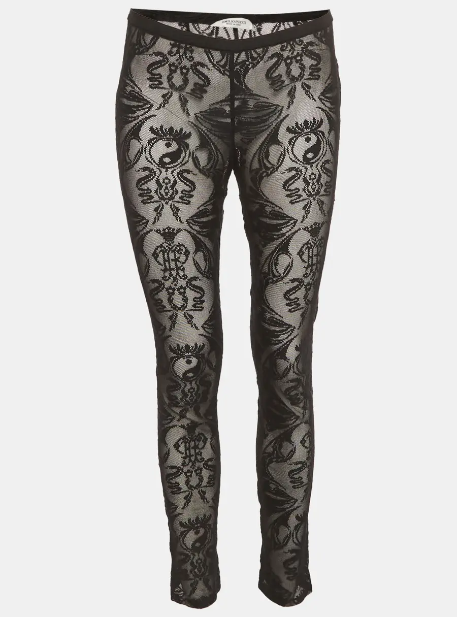 Emilio Pucci Black Lace Straight Trousers S