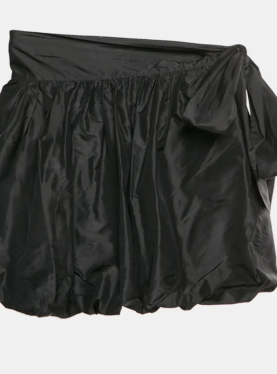 Emilio Pucci Black Silk Taffeta Bubble Hem Mini Skirt S