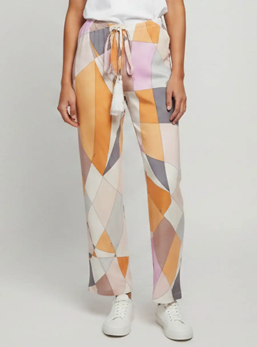 Emilio Pucci Multicolor Printed Stretch Silk Wide Leg Pants M