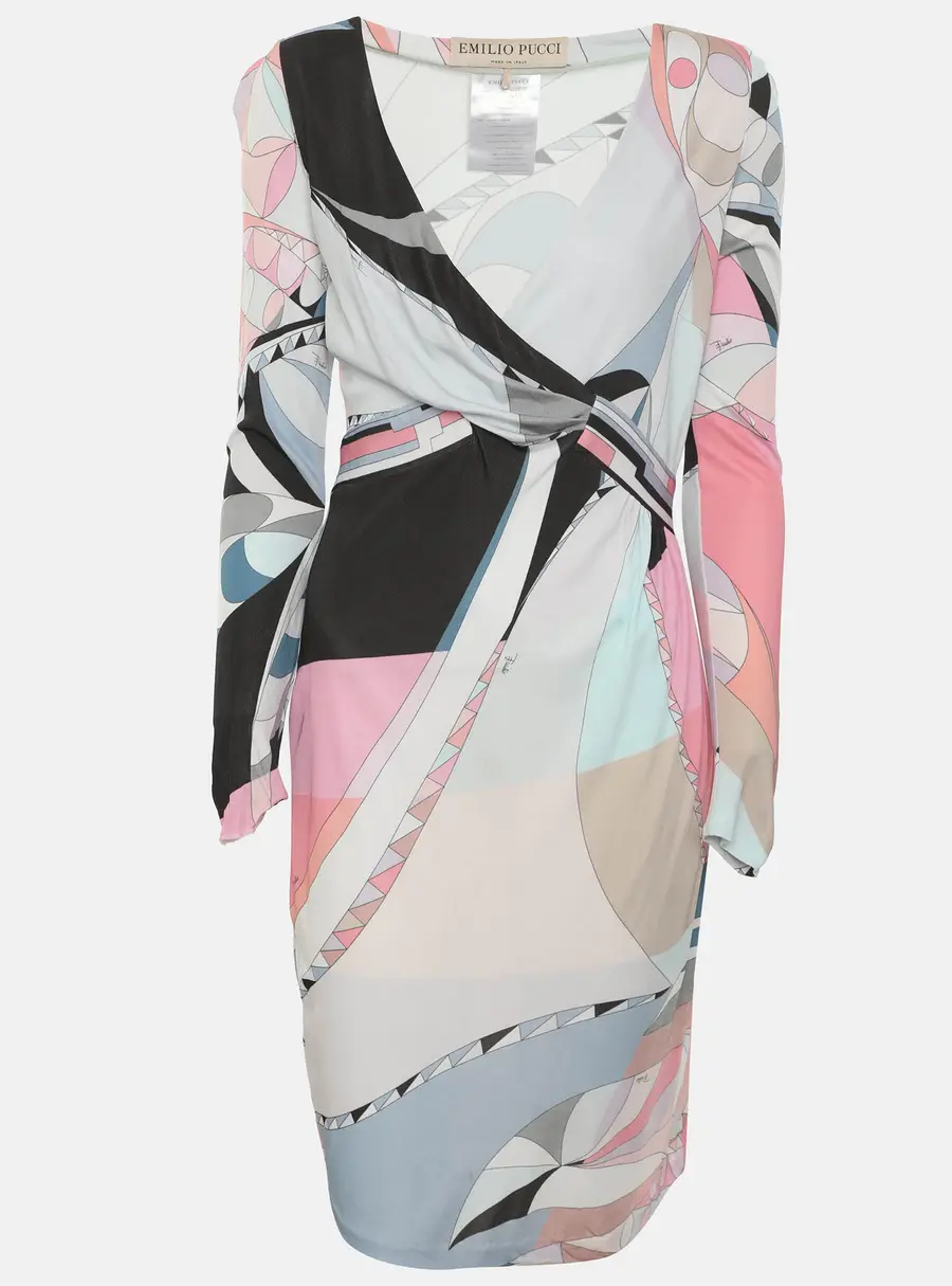 Emilio Pucci Multicolor Printed Jersey Long Sleeve Dress S