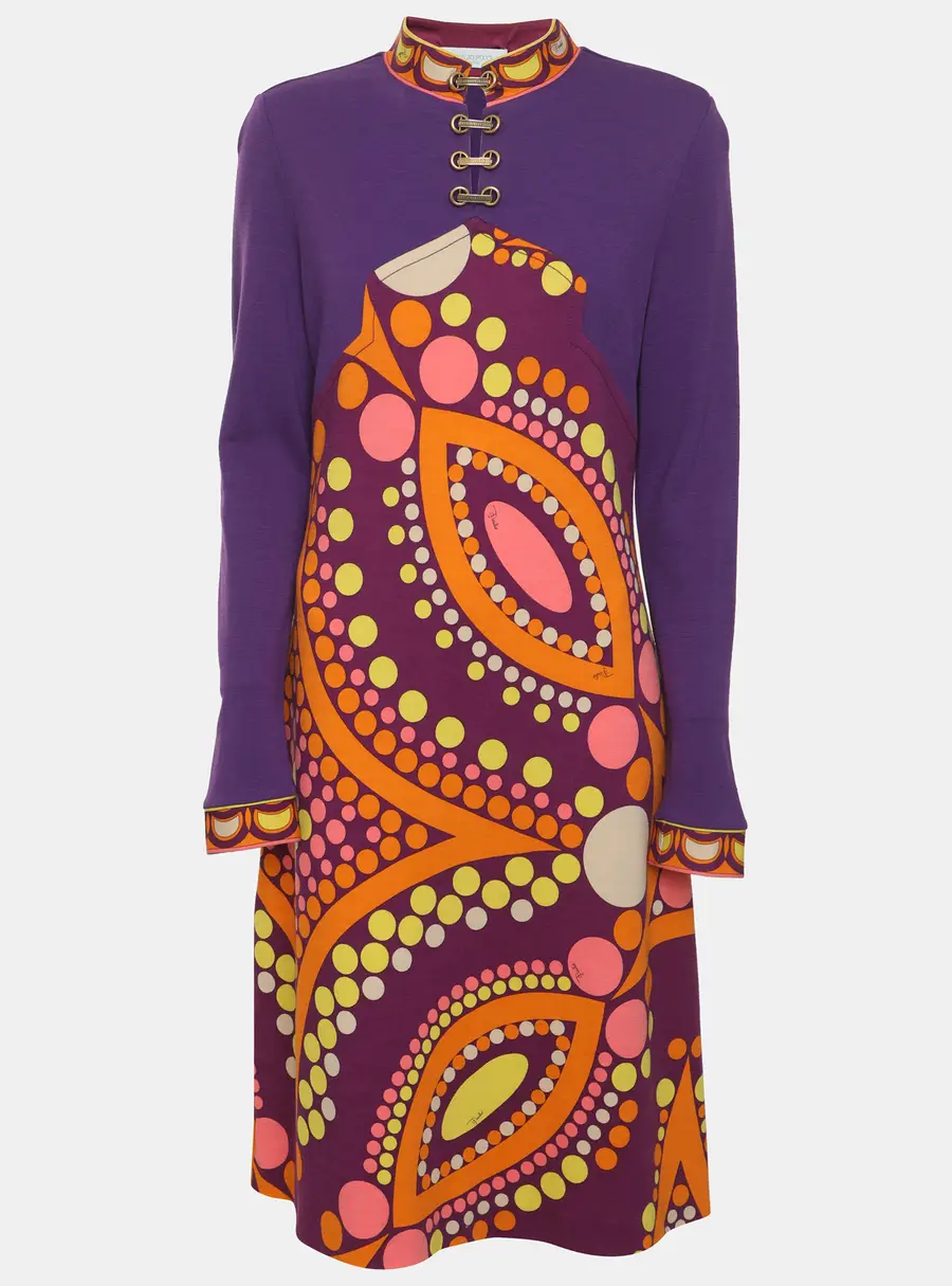Emilio Pucci Multicolor Printed Stretch Wool Dress M