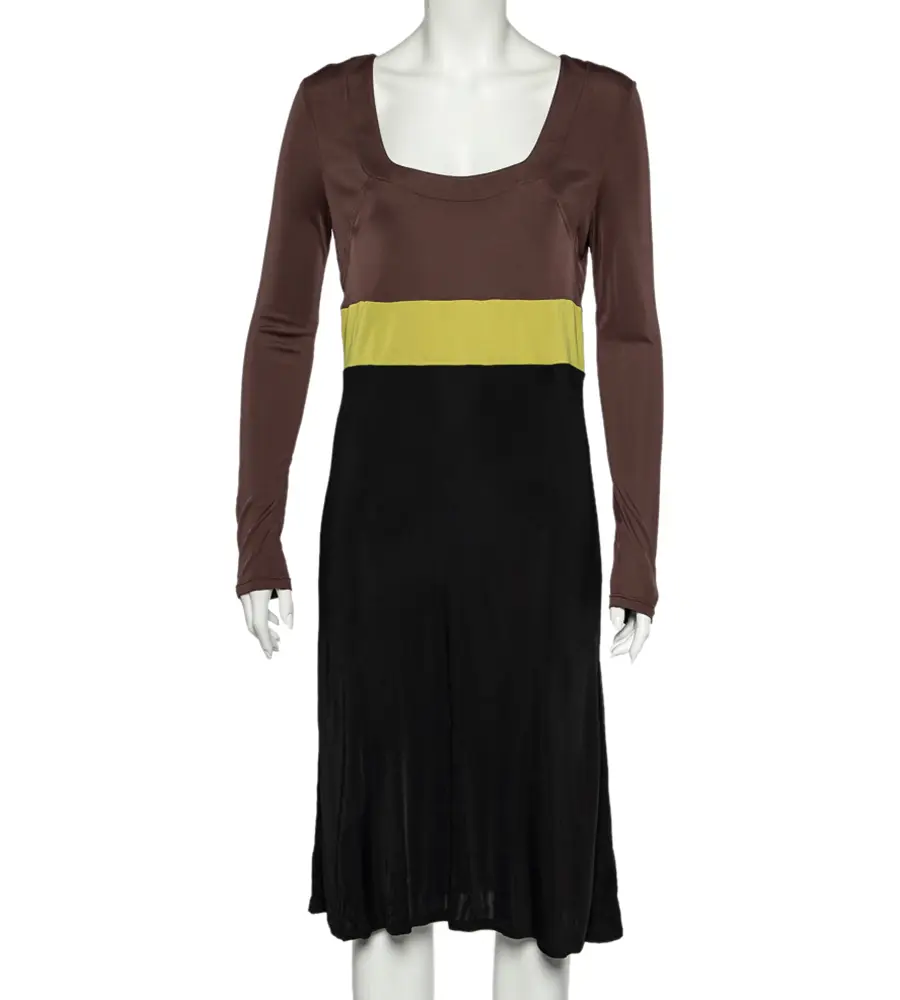 Emilio Pucci Firenze Black Colorblock Jersey Sheath Dress L