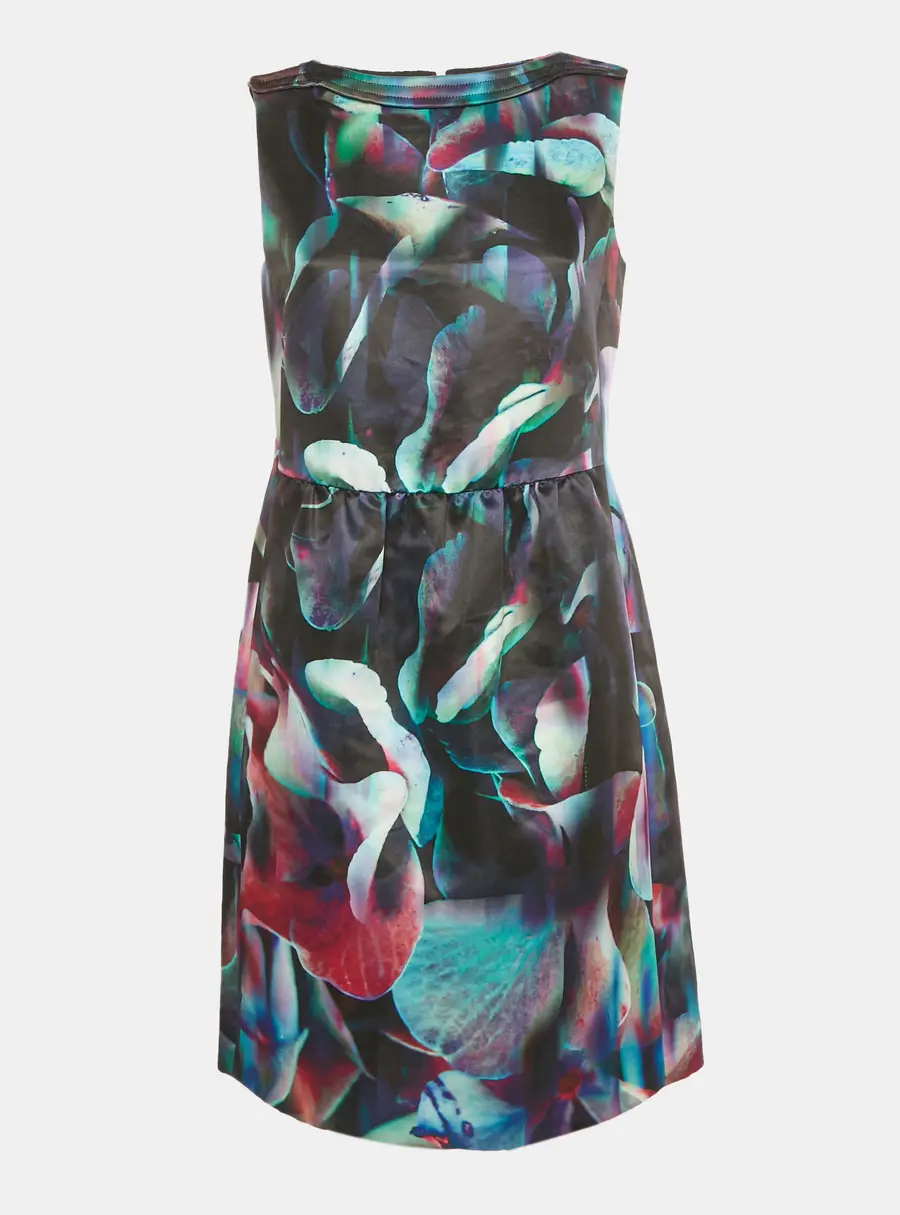Emporio Armani Multicolor Digital Print Satin Sleeveless Dress M