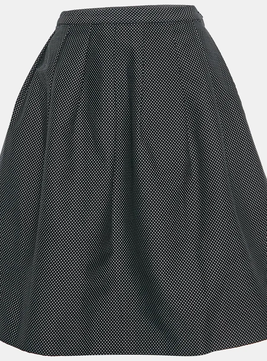 Emporio Armani Black Textured Cotton Blend Pleated Mini Skirt L