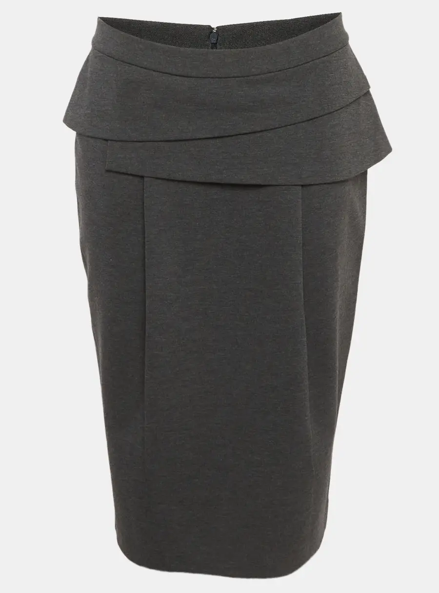 Emporio Armani Grey Jersey Layered Pencil Skirt L