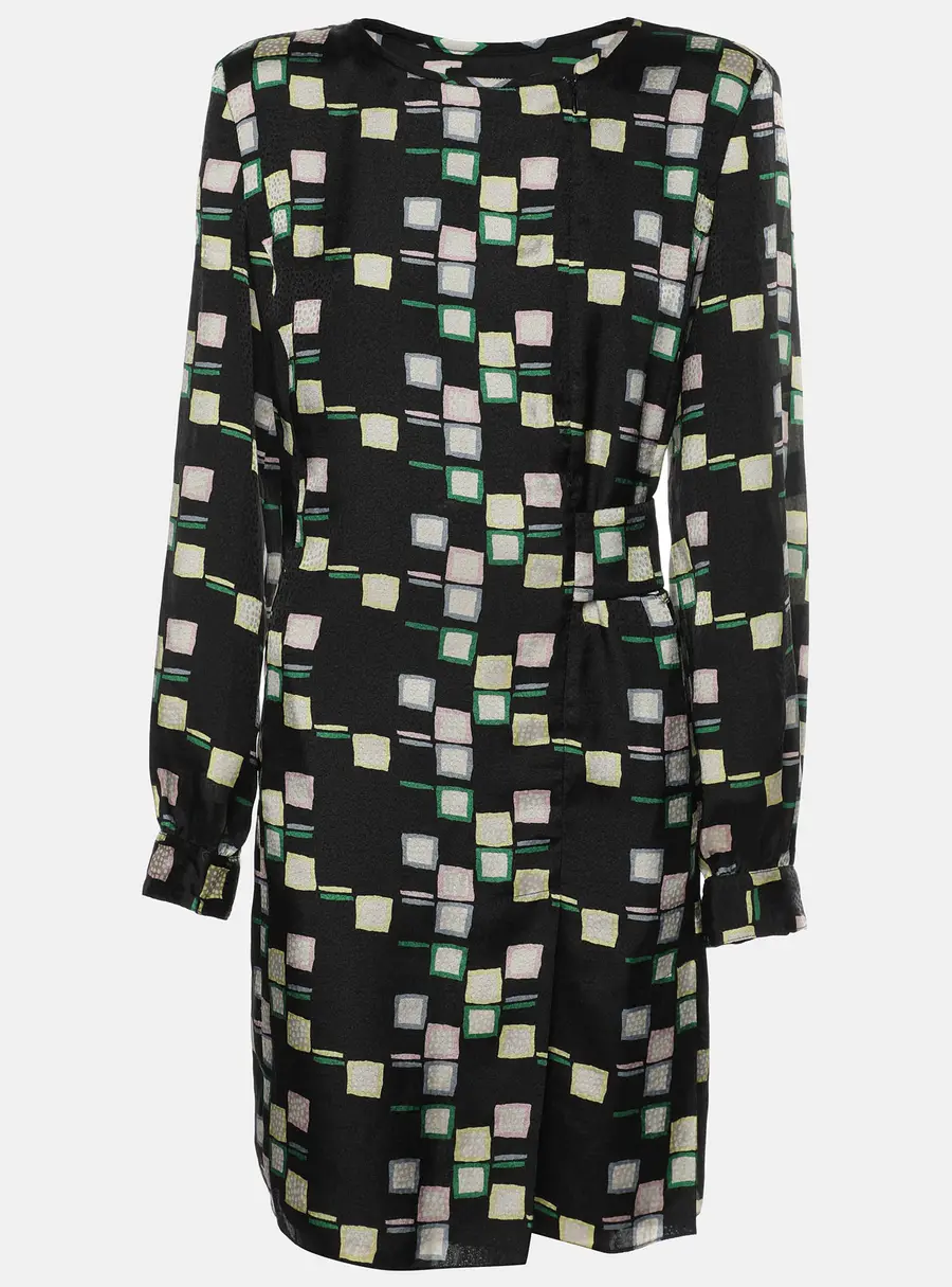 Emporio Armani Black Printed Crepe Mini Dress M
