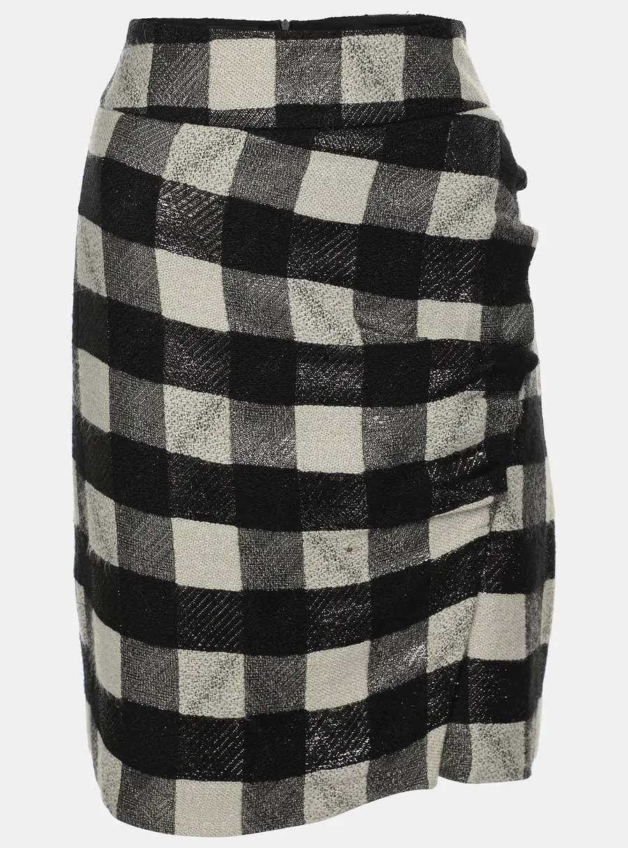 Emporio Armani Black/White Checkered Lurex Blend Midi Skirt M