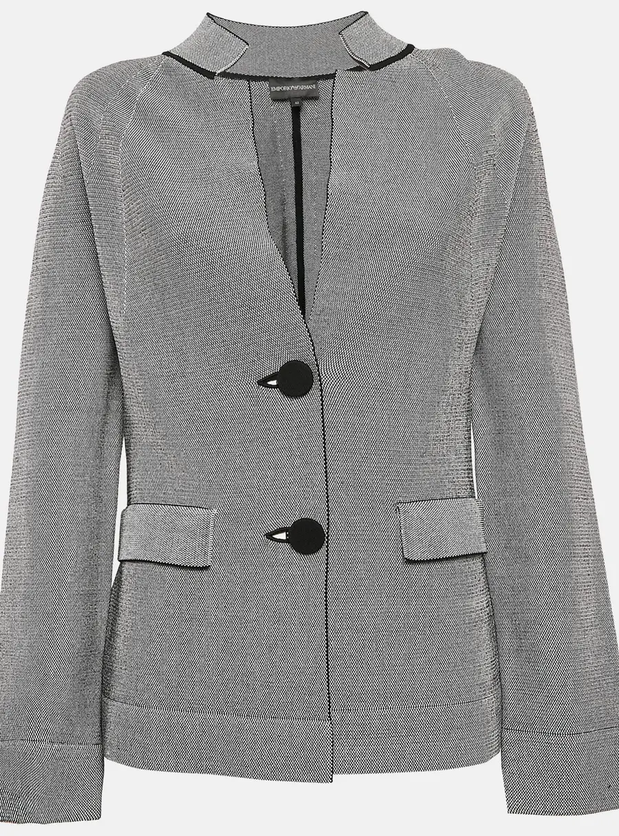 Armani Black/White Knit Button Front Jacket M