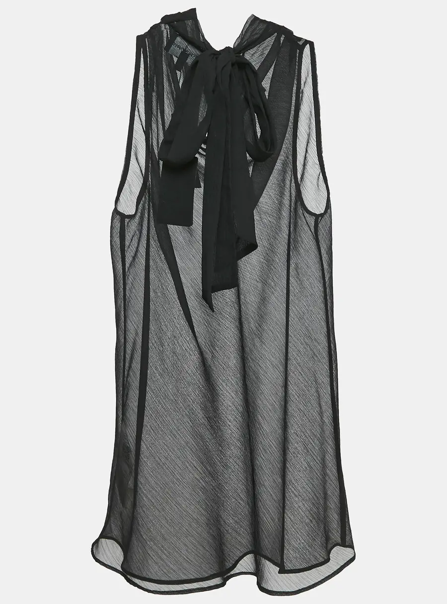 Emporio Armani Black Sheer Crepe Sleeveless Top M
