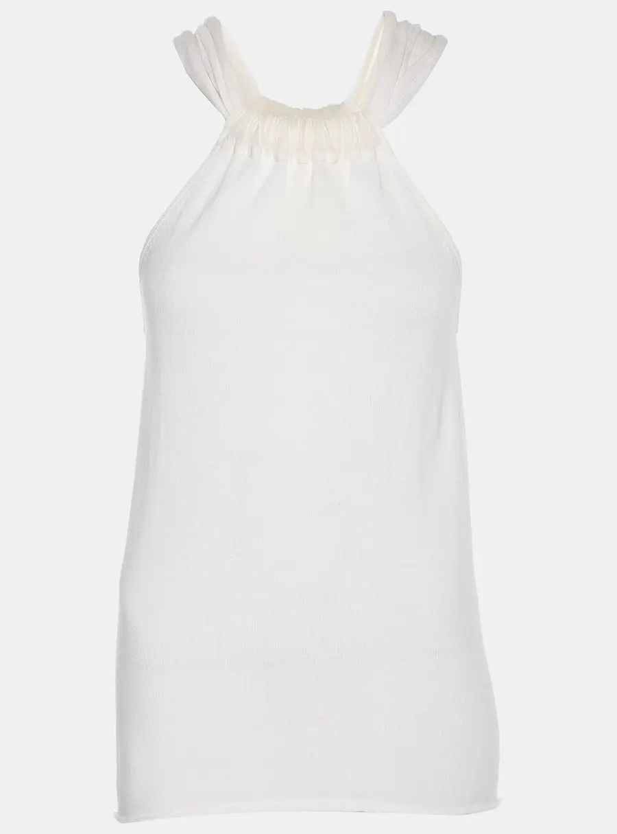 Emporio Armani Cream Cotton Knit Top M
