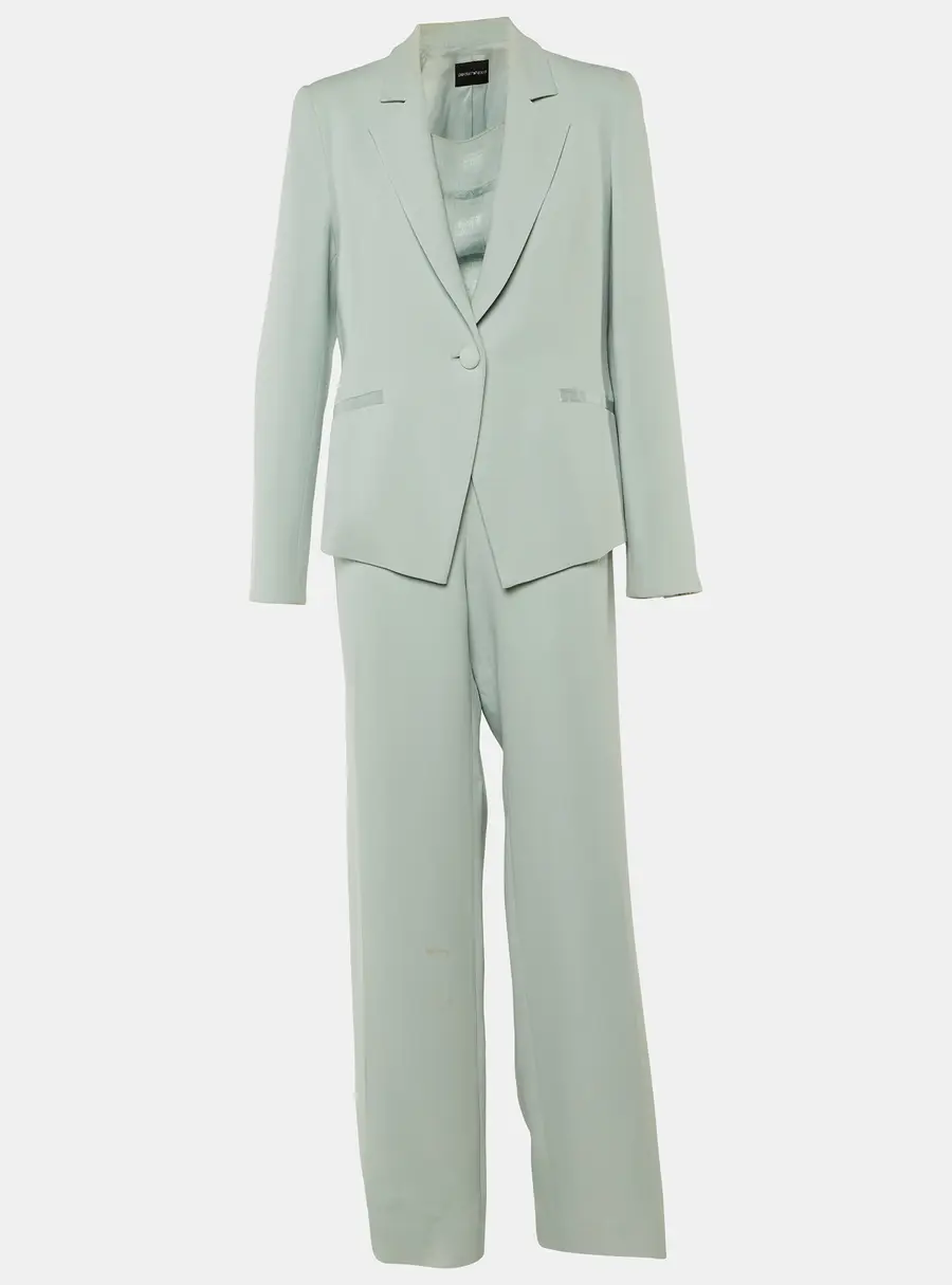 Emporio Armani Pale Blue Crepe Pant Suit L