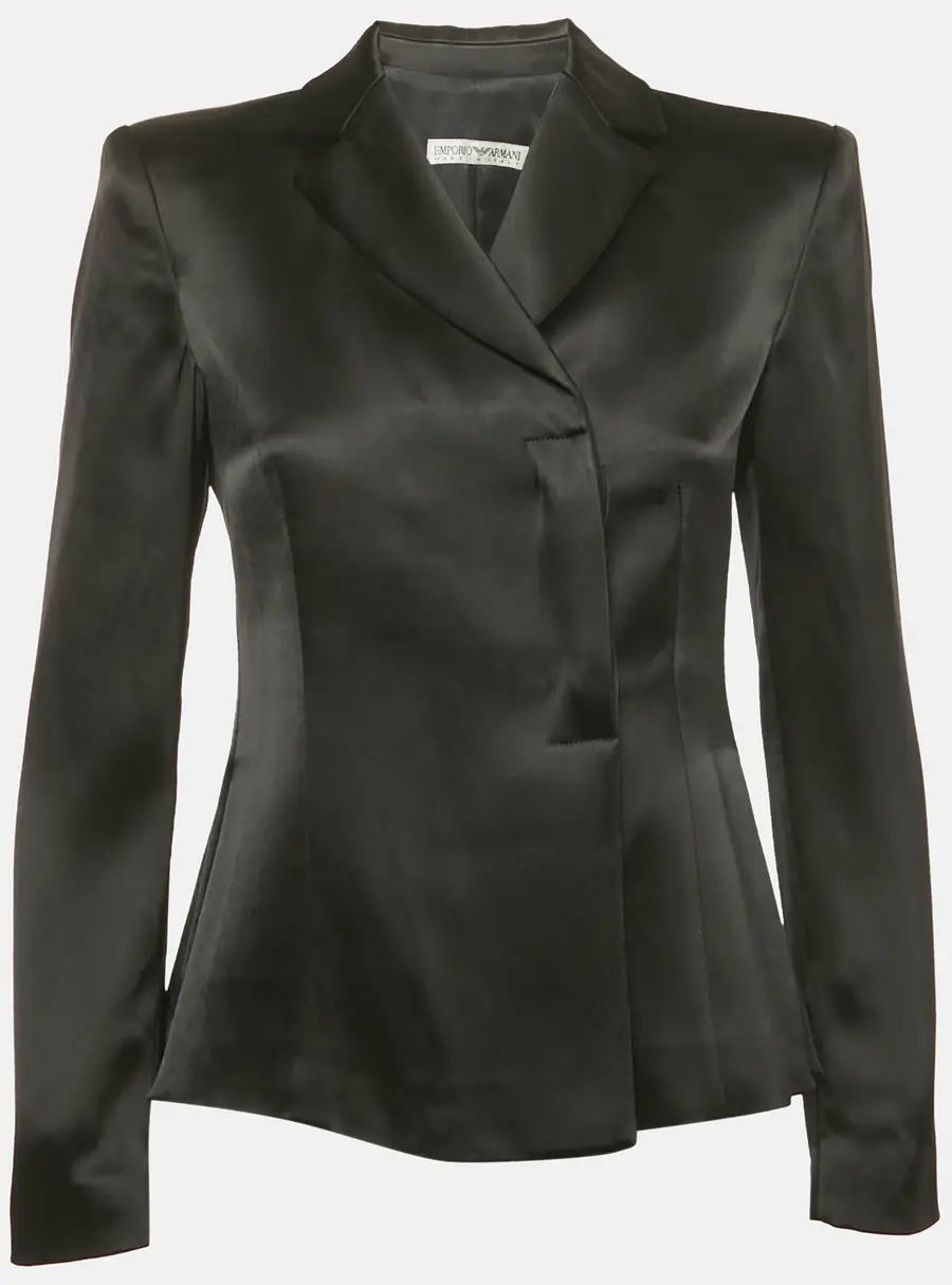 Emporio Armani Black Satin Crossover Blazer M