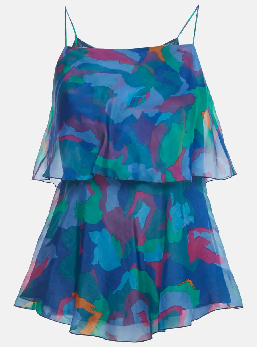 Emporio Armani Blue Printed Organza Top S