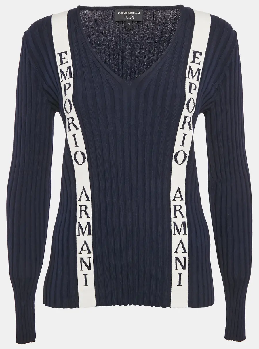 Emporio Armani Icon Navy Blue Logo Cotton Knit Jumper XL