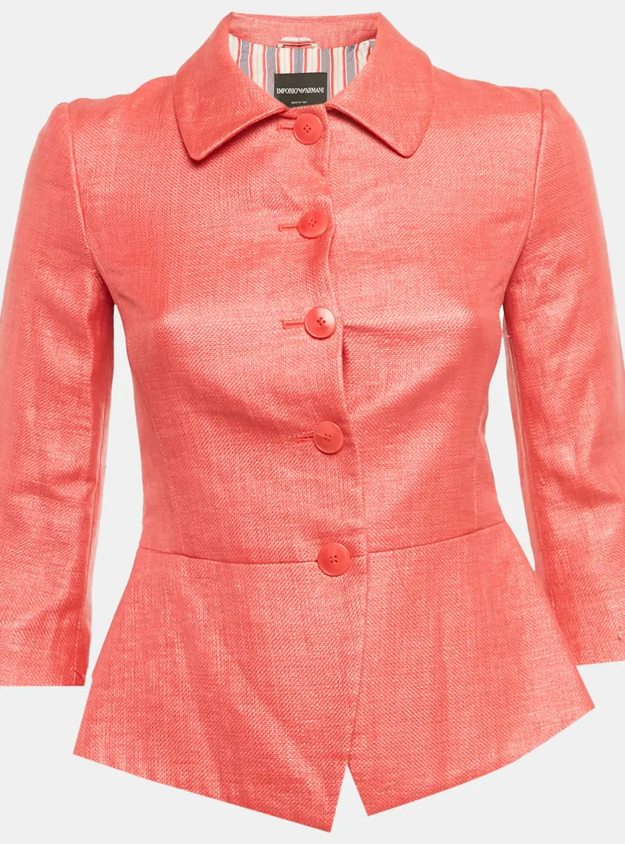 Emporio Armani Pink Basket Weave Jacket S