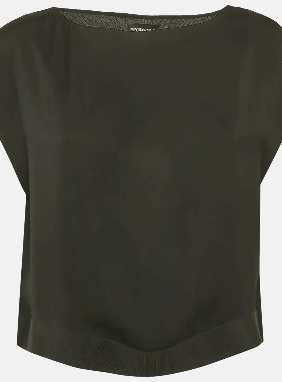 Emporio Armani Black Silk Cropped Top S