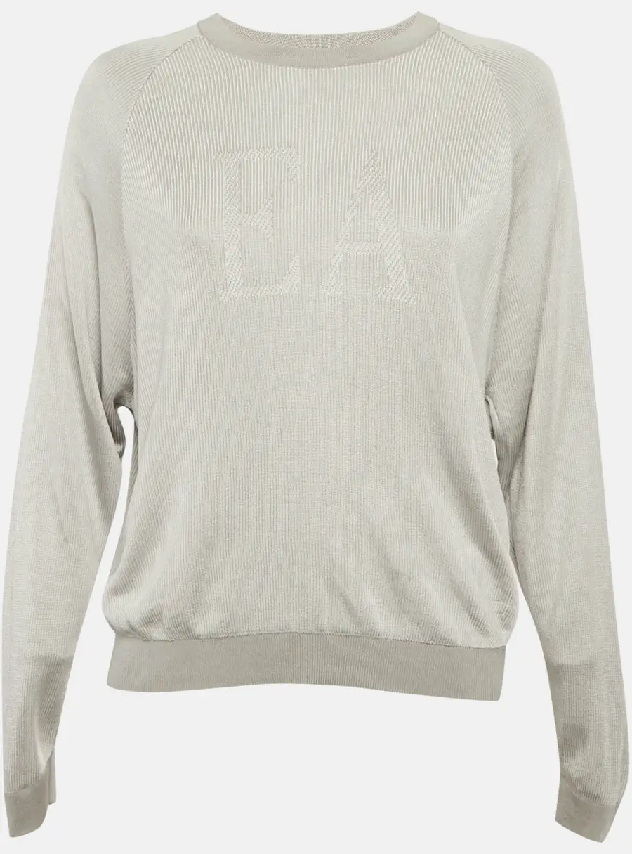 Emporio Armani Grey Logo Detail Fisherman’s Rib Jumper M