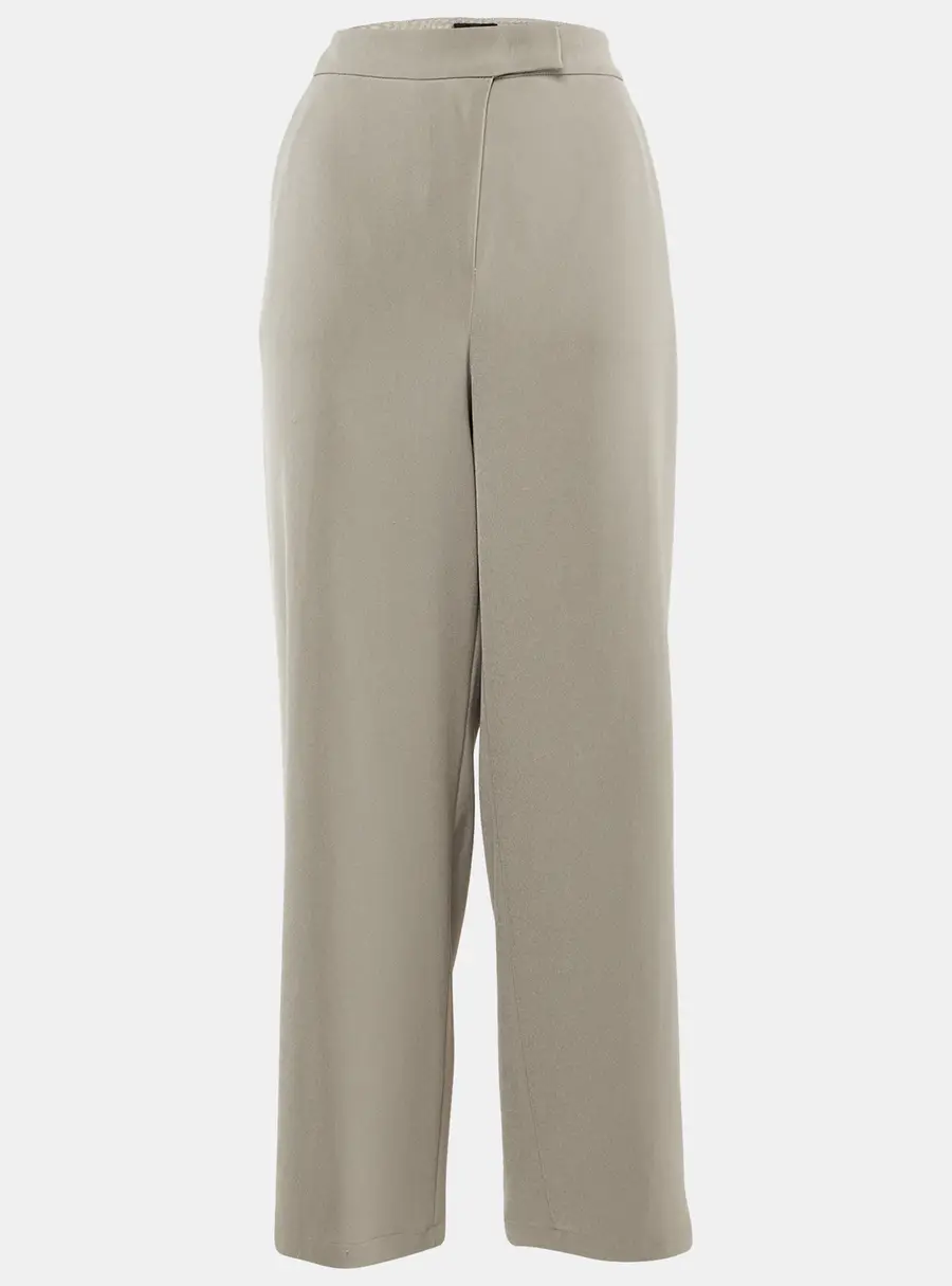 Emporio Armani Beige Crepe Adjustable Hem Trousers L