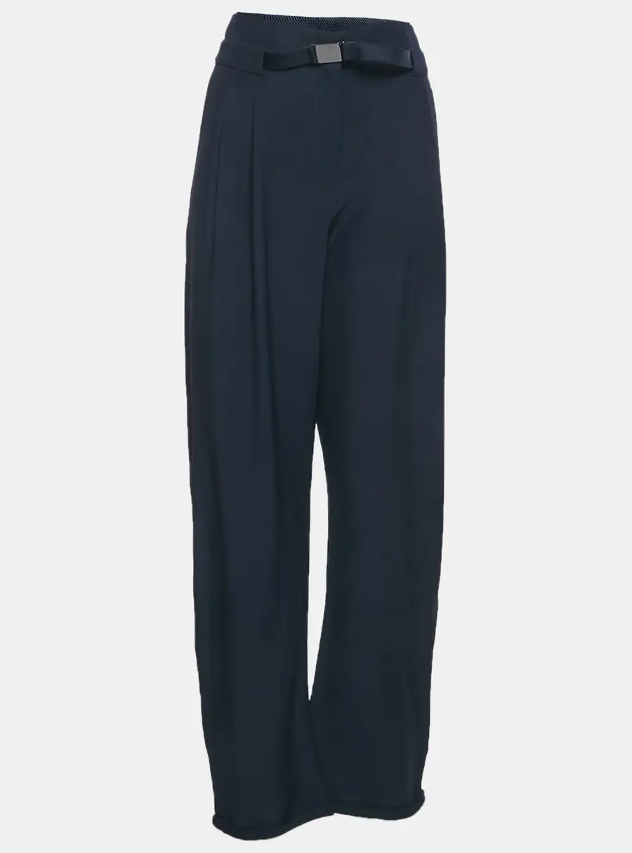 Emporio Armani Navy Blue Crepe Pleated Formal Trousers M