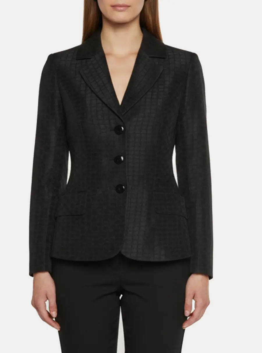 Emporio Armani Black Jacquard Single Breasted Blazer S