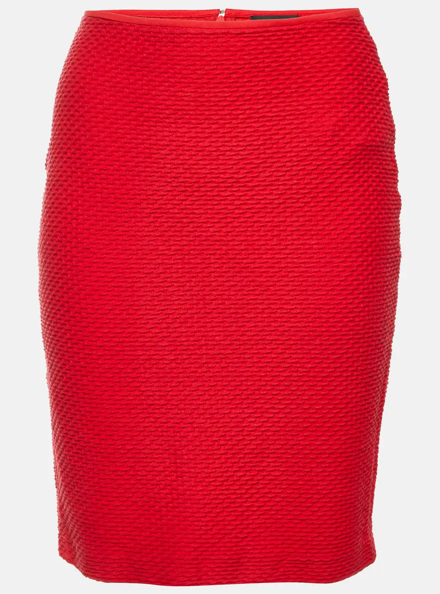 Emporio Armani Red Textured Cotton Pencil Skirt S
