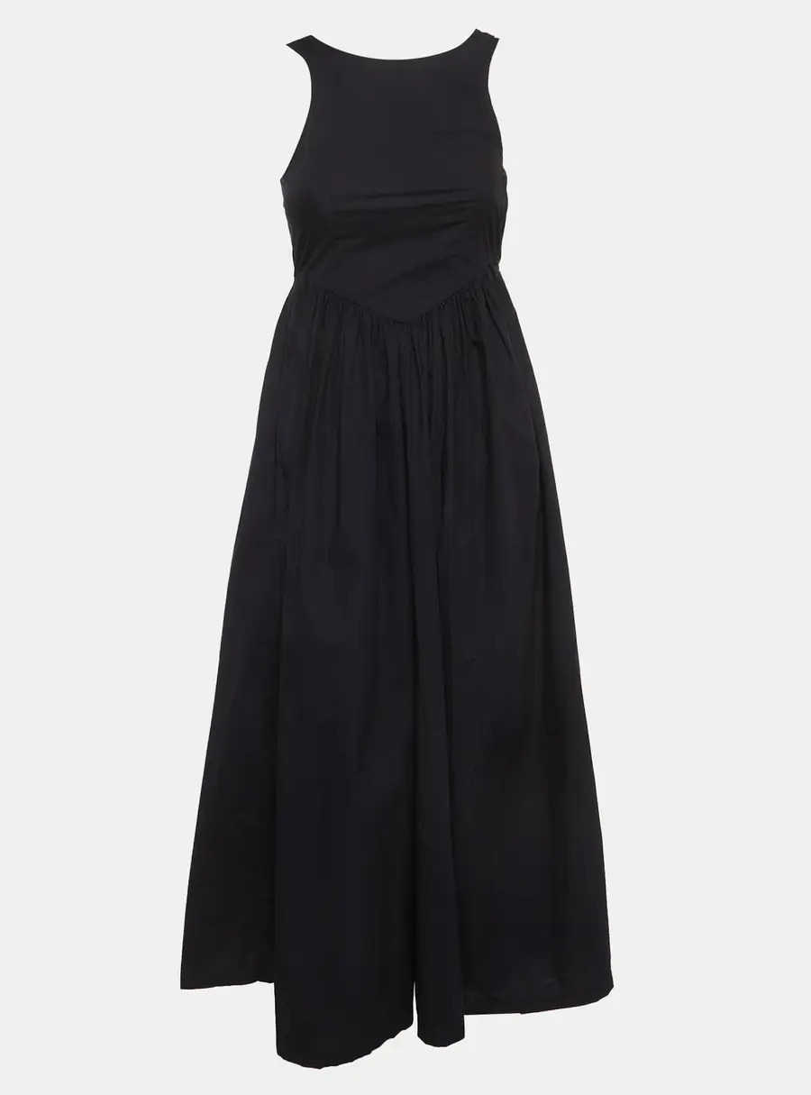 Emporio Armani Navy Blue Cotton Sleeveless Midi Dress XS