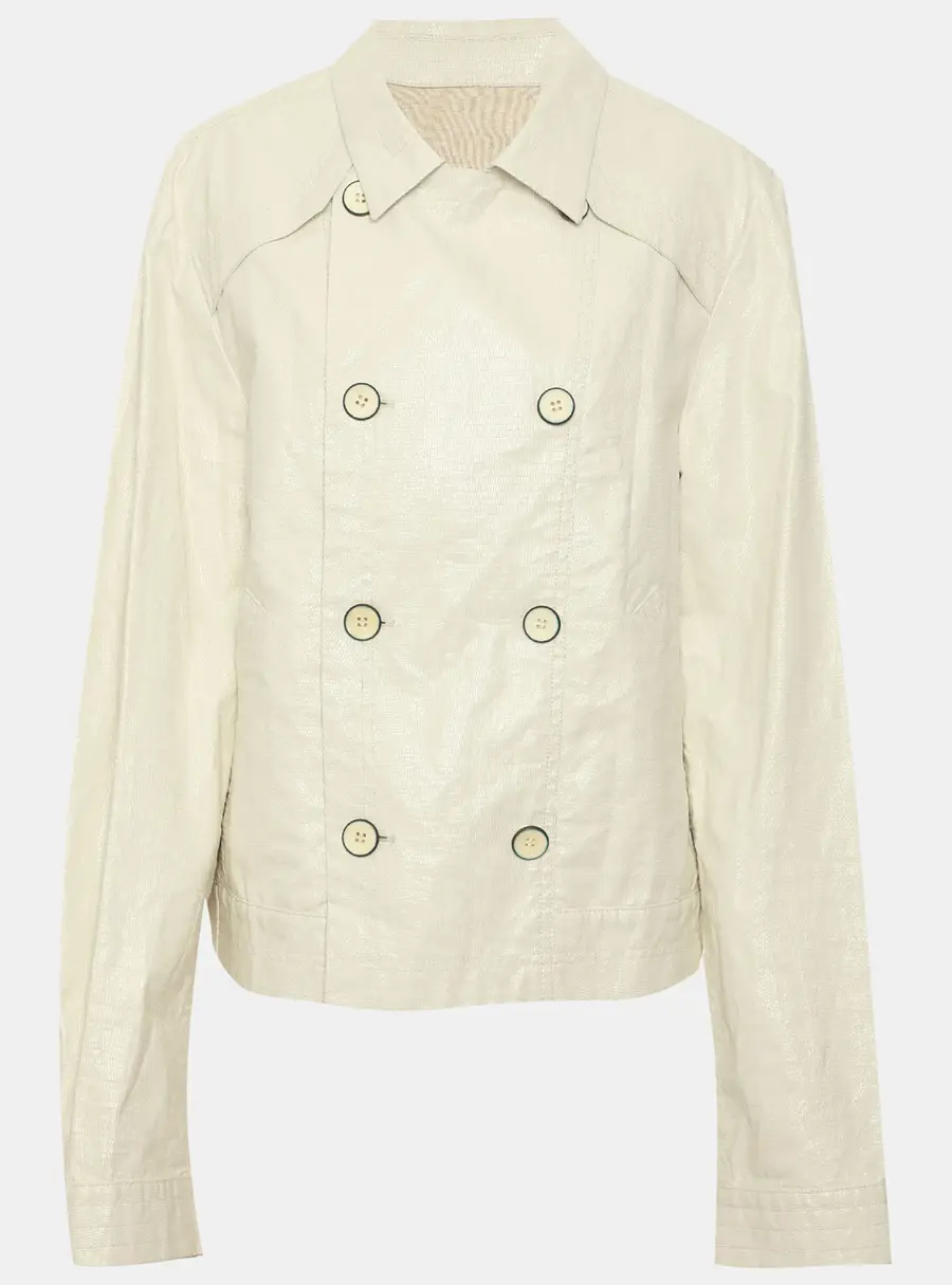 Emporio Armani White Coated Linen Blend Jude Line Double Breasted Blazer XL