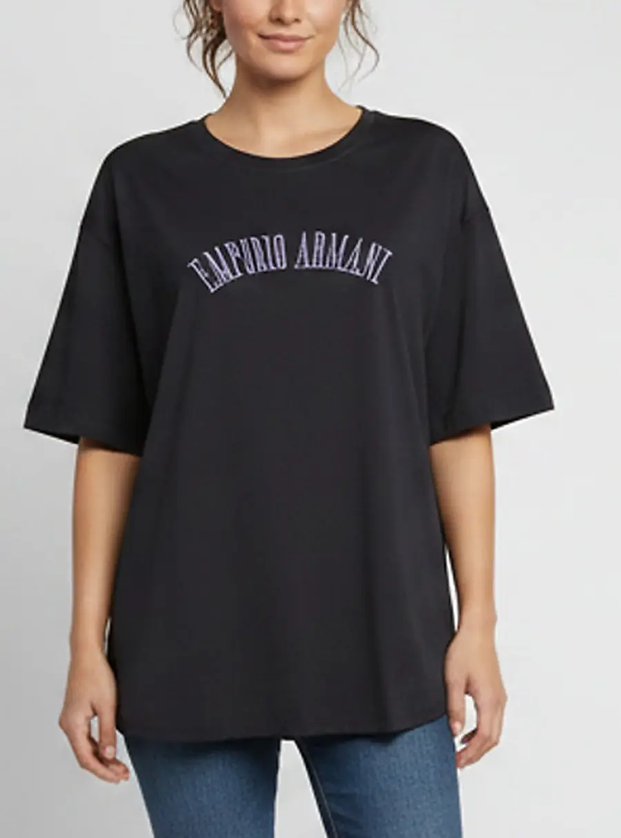 Emporio Armani Icon Navy Blue Logo Embroidered Jersey T-Shirt XXL