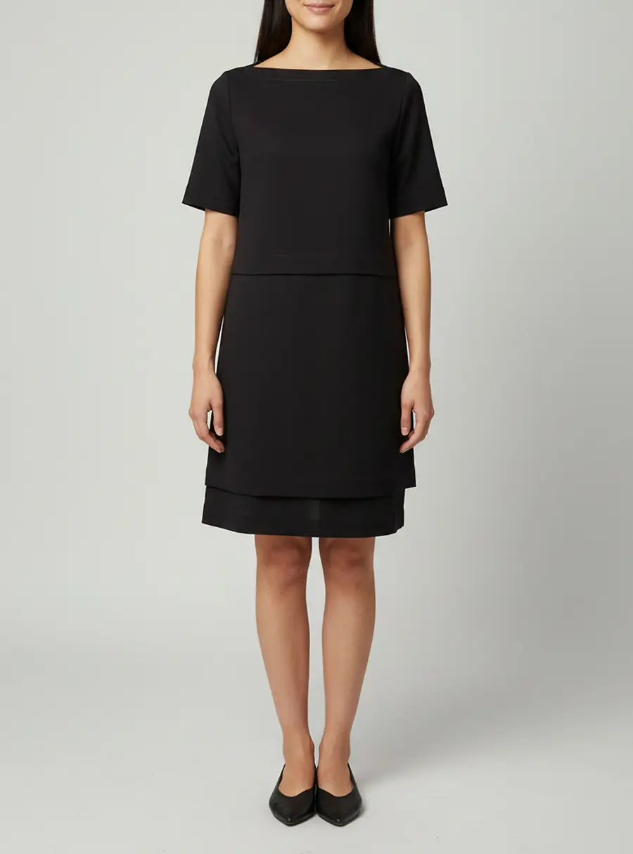 Emporio Armani Black Jersey Boat Neck Short Dress XL