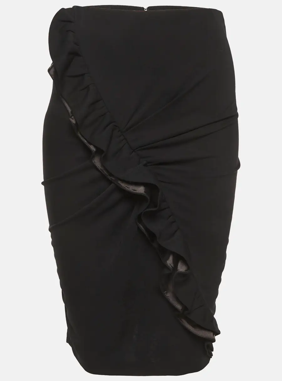 Emporio Armani Black Jersey Ruffle Detail Pencil Skirt M