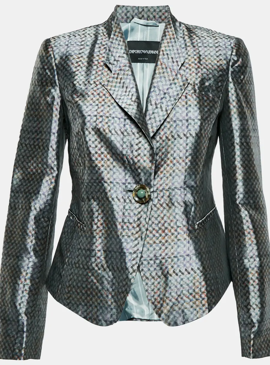 Emporio Armani Multicolor Geometric Print Synthetic Blend Blazer M