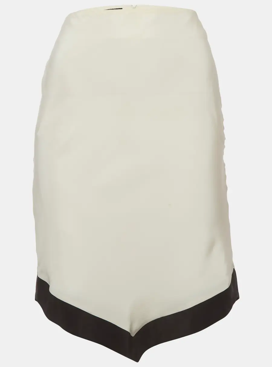 Emporio Armani Cream/Black Silk Asymmetric Mini Skirt S