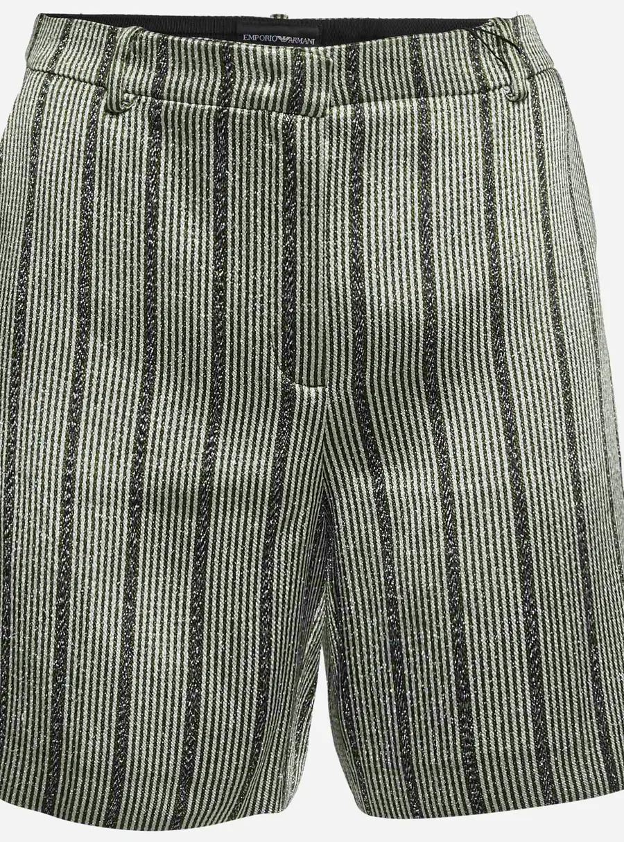 Emporio Armani Green Metallic Striped Lame Shorts M
