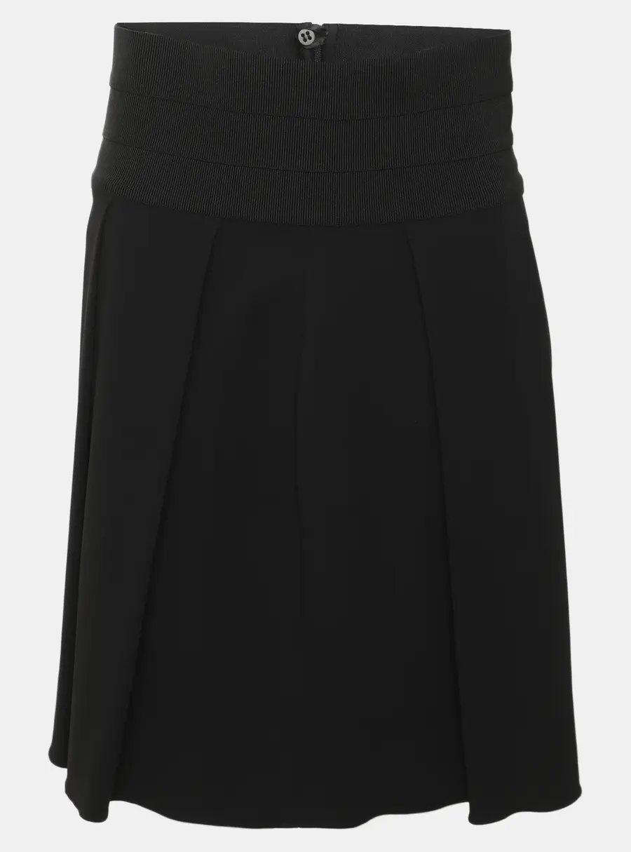 Emporio Armani Black Stretch Crepe Pleated Midi Skirt S