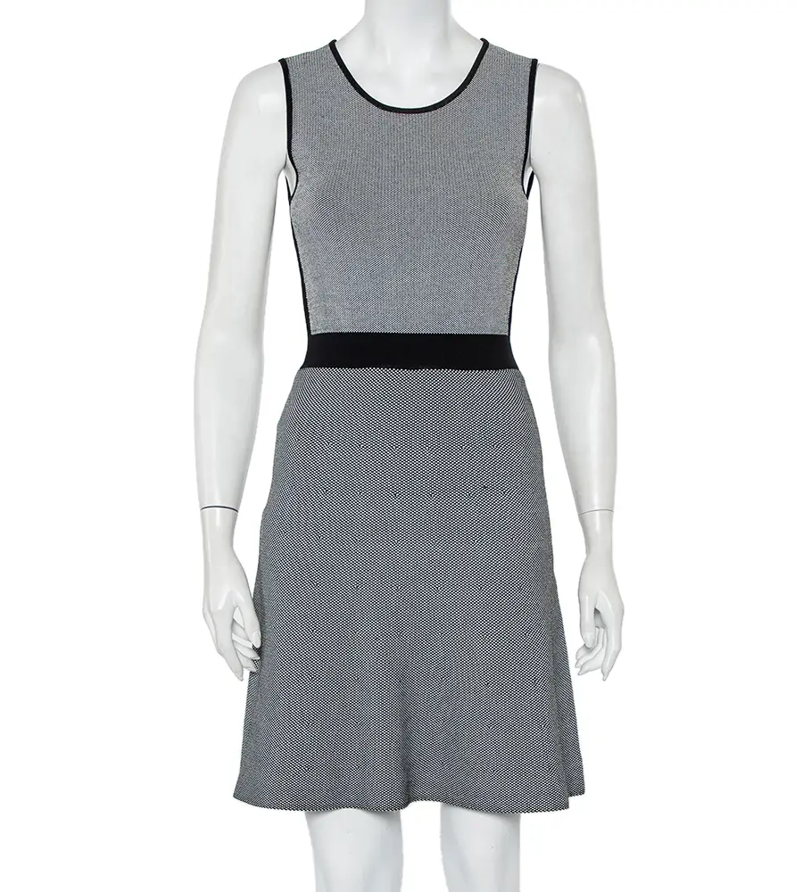 Emporio Armani Monochrome Patterned Knit Skater Dress S