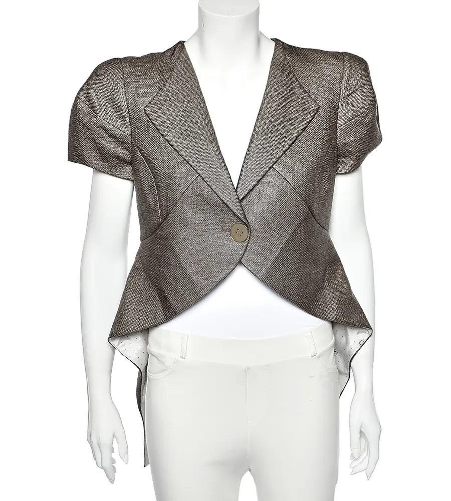 Emporio Armani Brown Synthetic Asymmetric Hem Blazer L