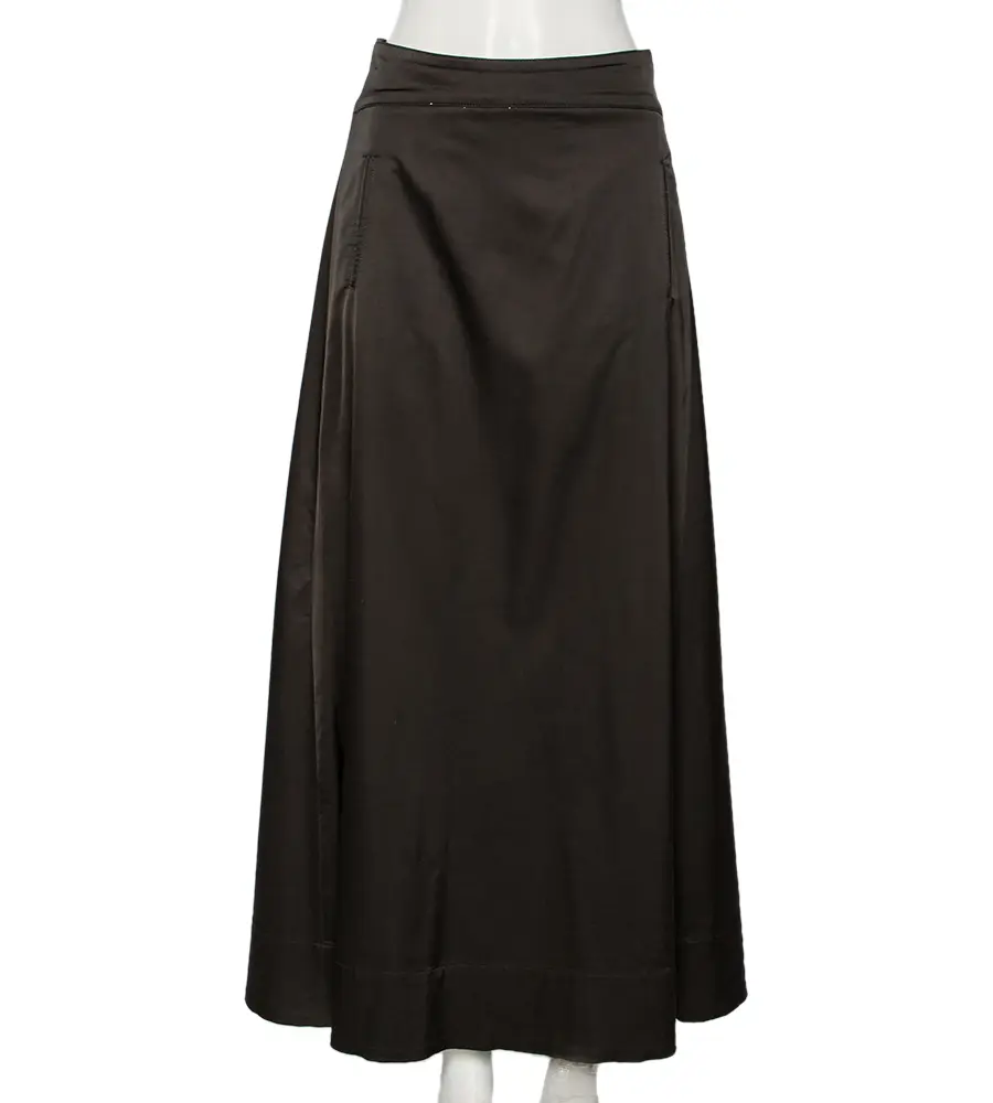 Emporio Armani Dark Grey Sateen Pocketed Maxi Skirt M