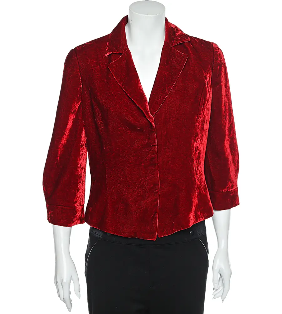 Emporio Armani Red Velvet Button Front Blazer L