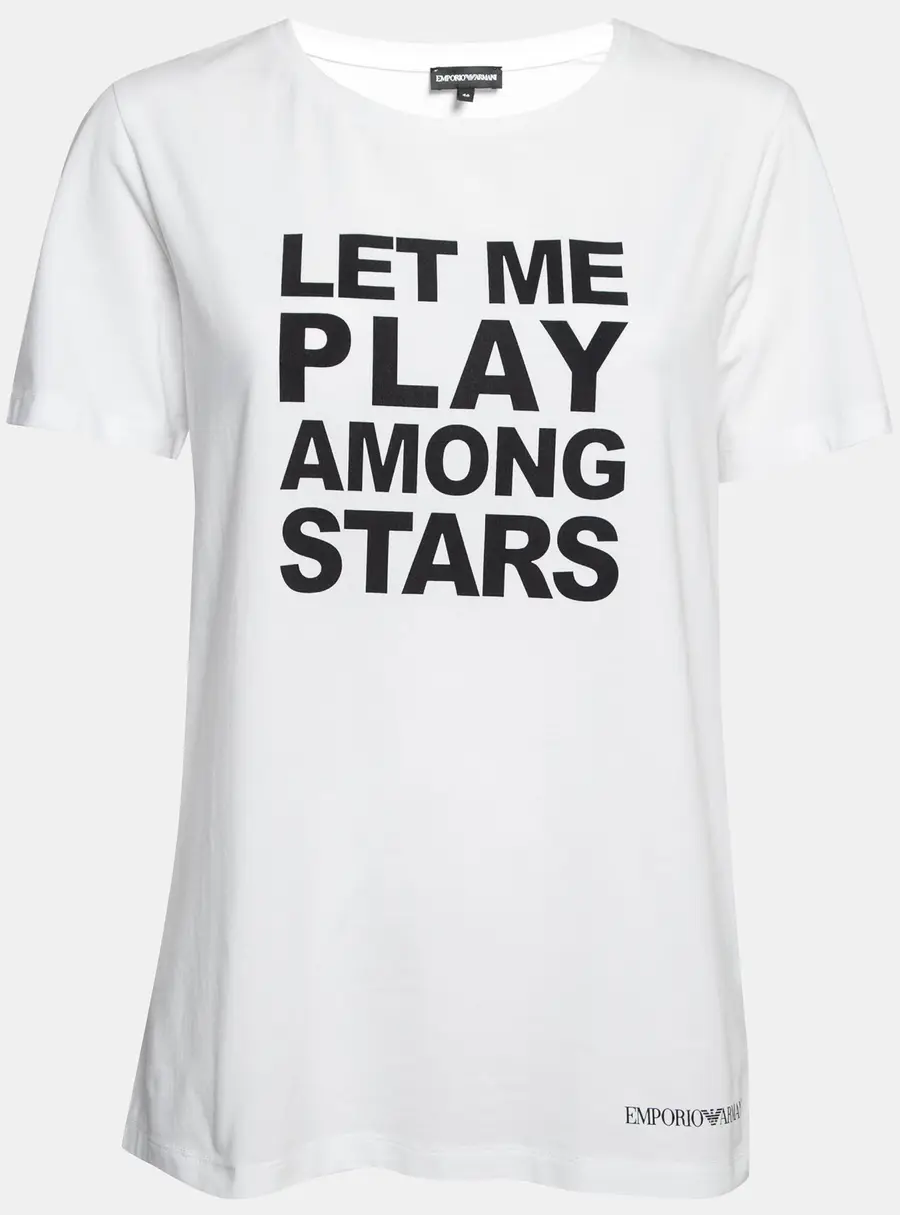 Emporio Armani White Printed Cotton Short Sleeve T-Shirt L