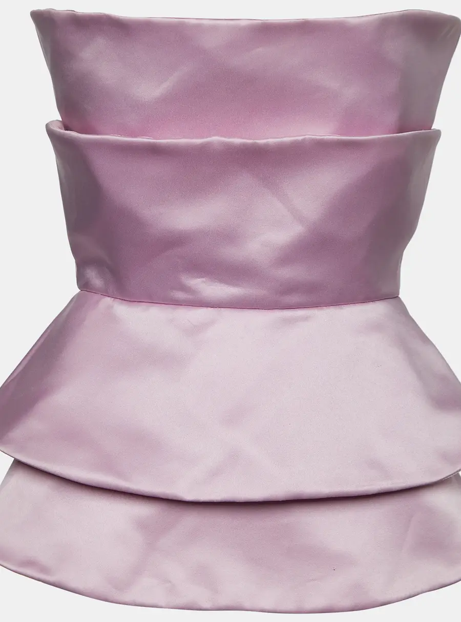 Emporio Armani Pink Silk Satin Strapless Top M