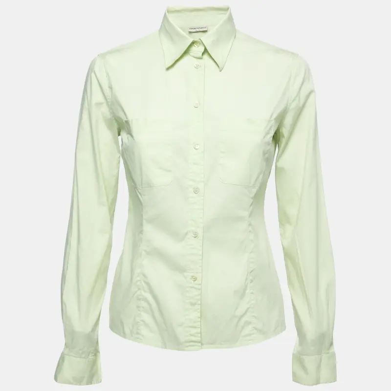 Emporio Armani Lime Green Cotton Button Down Shirt M