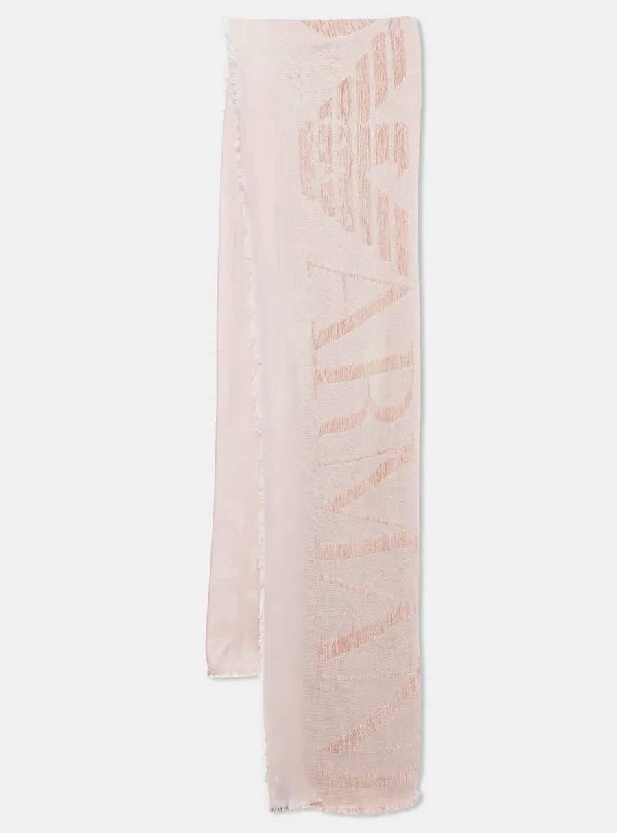 Emporio Armani Pink Eagle Logo Velvet and Modal Scarf