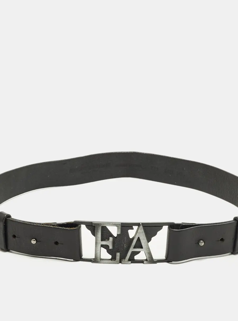 Emporio Armani EA Logo 50CM Adjustable Belt Black Leather